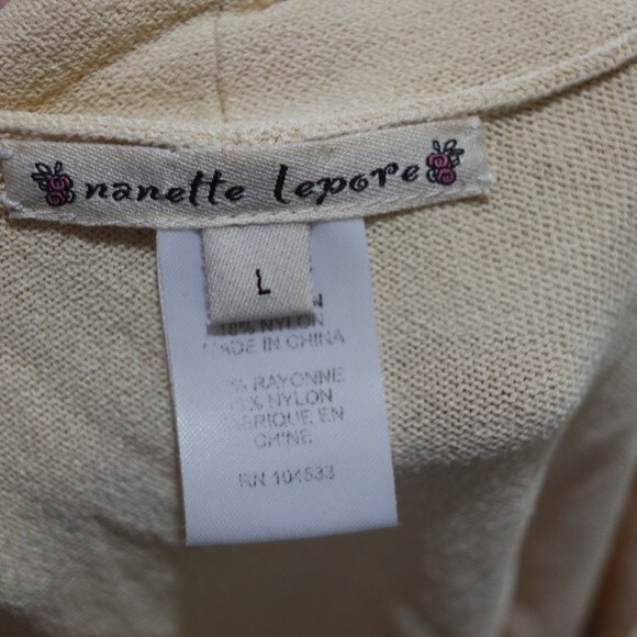 Nanette Lepore Cream Green Blue Stripe Sleeveless Bow Top Large Soft Chic Style - Picture 15 of 16